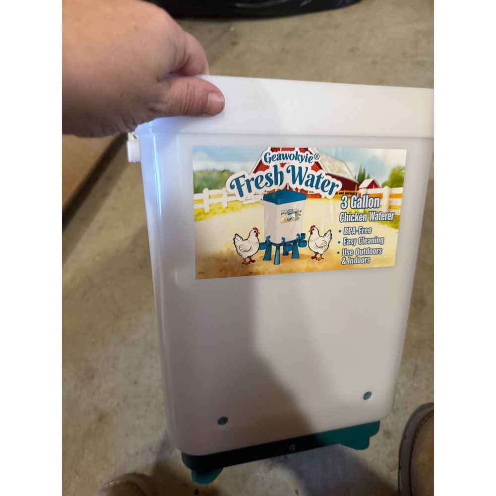 Geawokyie 3 Gallon Chicken Waterer BPA-Free Poultry Drinker Gravity Fed Bucket